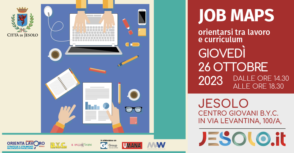 "Job maps. Orientarsi tra lavoro  e curriculum" giovedì 27 ottobre  2022 presso il centro giovani B.Y.C.