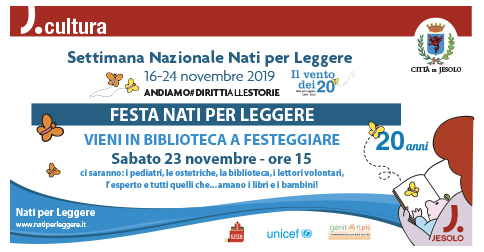 Festa nati per leggere sabato 24 novembre 2018 h 15,Biblioteca Civica di Jesolo