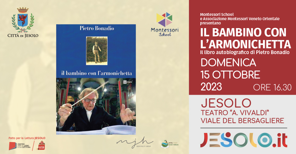 Copertina del libro "Il bambino con l'armonichetta": foto dell'autore  - Jesolo