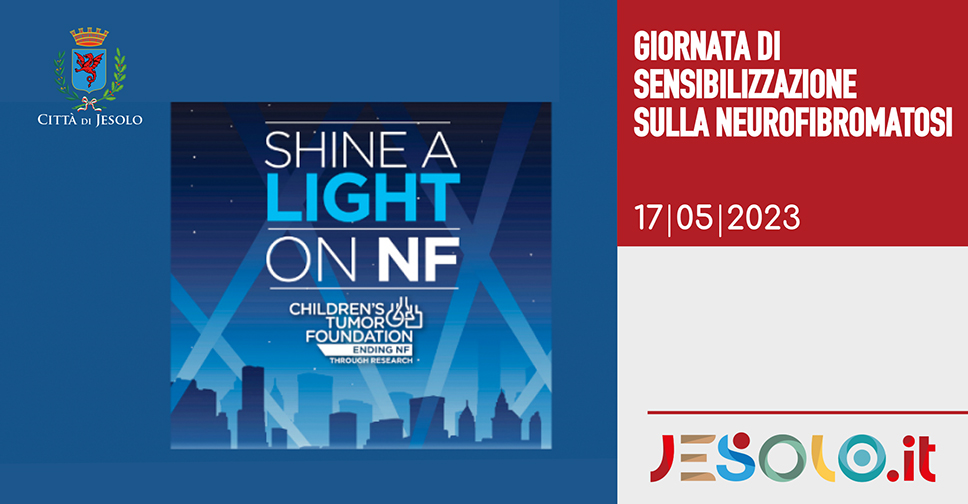  Giornata di sensibilizzazione sulla neurofibromatosi 17 maggio 2023 - Jesolo illumina di blu la biblioteca e la scritta di piazza Drago