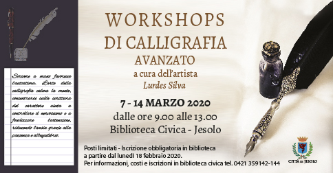 Workshops di calligrafia avanzato a jesolo per il mese di marzo 2020