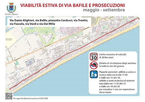 Volantino viabilità via Bafile a Jesolo