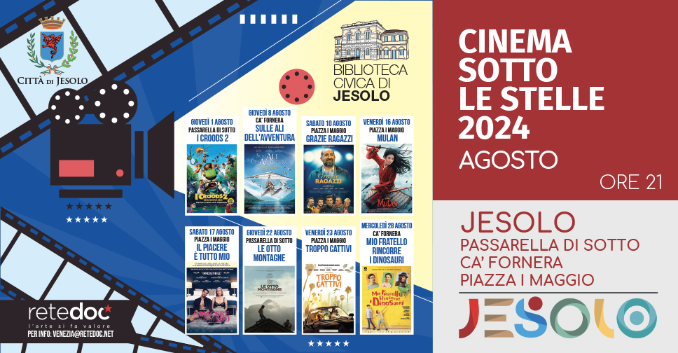 Cinema sotto le stelle 2024 - locandine delle proiezioni