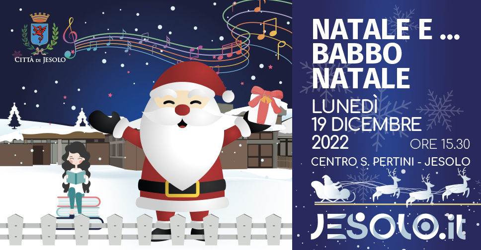 Natale e Babbo Natale al Centro Sandro Pertini di Jesolo - Disegno di babbo natale sulla neve e ragazza che legge