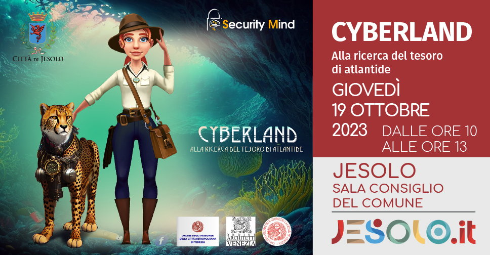 Cyberland-alla ricerca del tesoro di Atlantide. Immagine di un esploratrice con un leopardo vicino. Jesolo 19 ottobre 2023