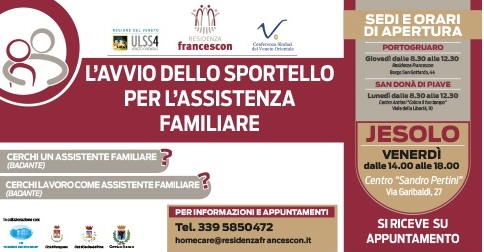 sportello per l'assistenza familiare a Jesolo, San Donà, Portogruaro