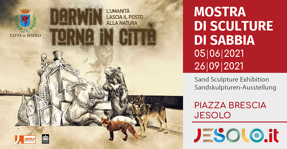 Sculture di sabbia 2021: Darwin torna in città- a Jesolo dal 5 giugno al 26 settembre 2021