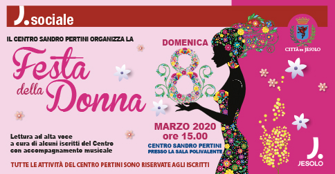 Festa della donna, al Centro Pertini di Jesolo, domenica 8 marzo 2020