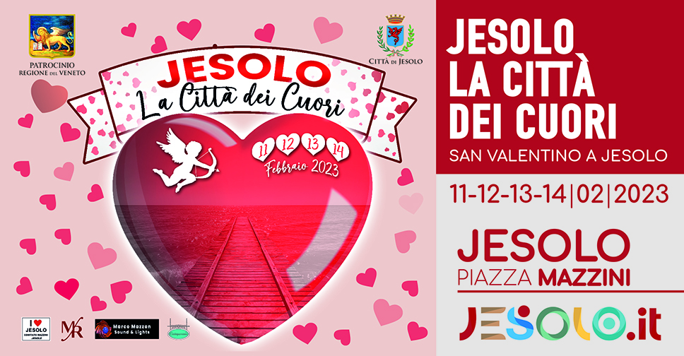 Jesolo città dei cuori dall'11 al 14 febbraio -immagine di un cuore rosso con cupido