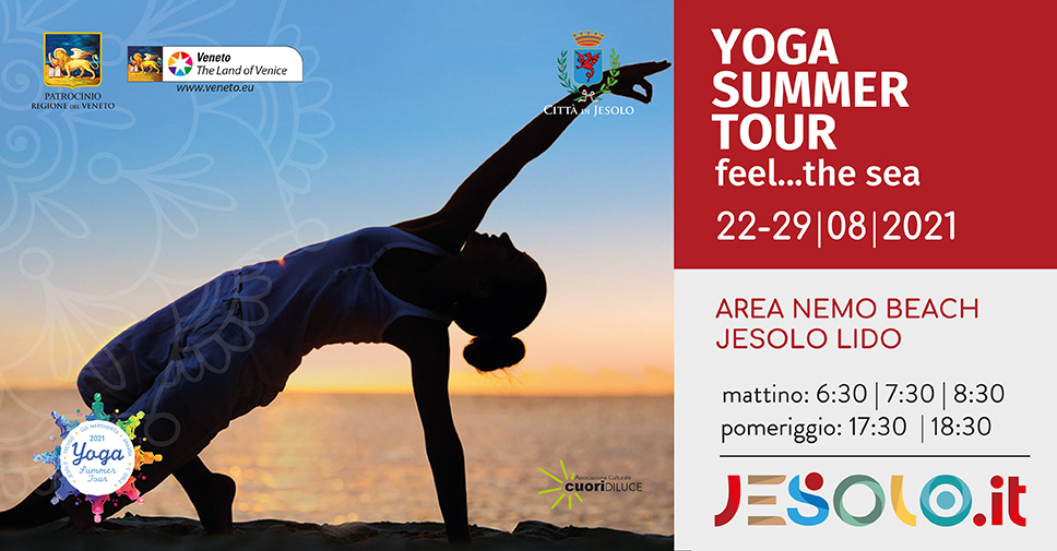 Yoga summer tour 2021 a Jesolo dal 22 al 29 agosto area Nemo beach via VittorioVeneto