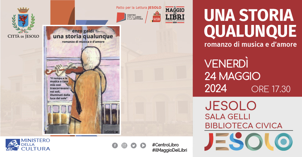 Presentazione del libro "Una storia qualunque" di Enzo Galdi venerdì 24 maggio 2024 a Jesolo - immagine copertina