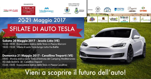 Sfilata e mostra di auto Tesla a Jesolo