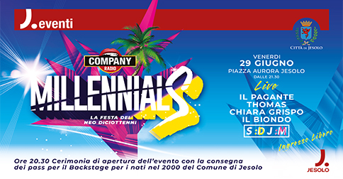 Millennials Party la festa dei Neo diciottenni a Jesolo, il 29 giugno 2018 -piazza Aurora