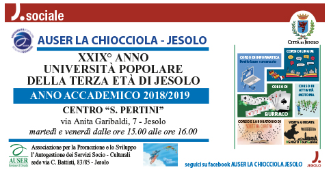 Università Popolare della libera età di Jesolo anno accademico 2018-2019