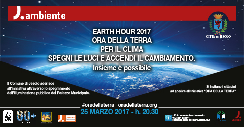 la Città di Jesolo partecipa a Earth Hour 2016-Ora della terra Sabato 19 marzo 2016 alle 20.30