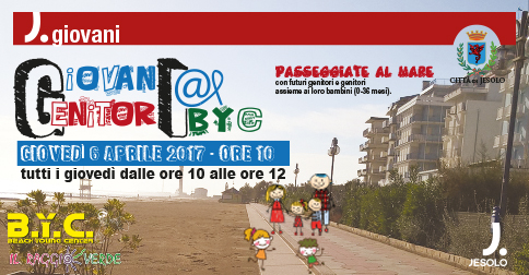 Dal 6 aprile i giovani genitori e genitori di bambini di 0-36 mesi sono attesi al BYC di Jesolo ogni giovedì per le passeggiate al mare