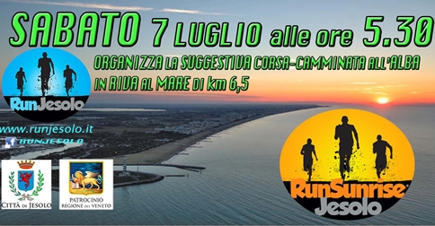 Run Sunrise Jesolo la corsa all'alba sabato 7 luglio 2018