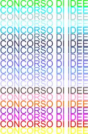 colonna con ripetuta la scritta concorso di idee in vari colori