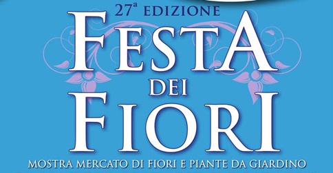 festa dei fiori scritta bianca su fondo celeste