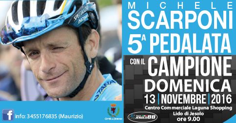 Domenica 13 novembre si tiene a Jesolo la 5^ "Pedalata con il campione"