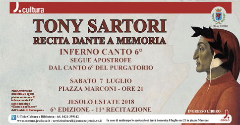 Tony Sartori recita Dante 2018 a Jesolo