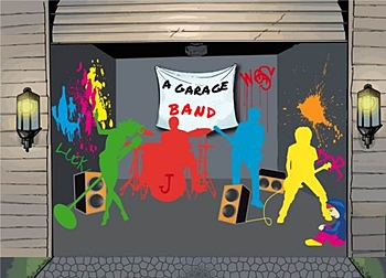 Disegno di garage con band che suona