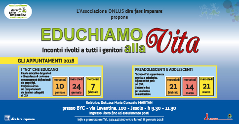 Educhiamo alla vita-incontri per genitori al BYC di Jesolo 